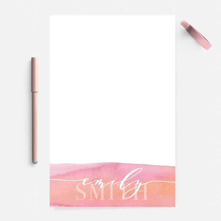 Watercolor Cursive Personalized Notepad