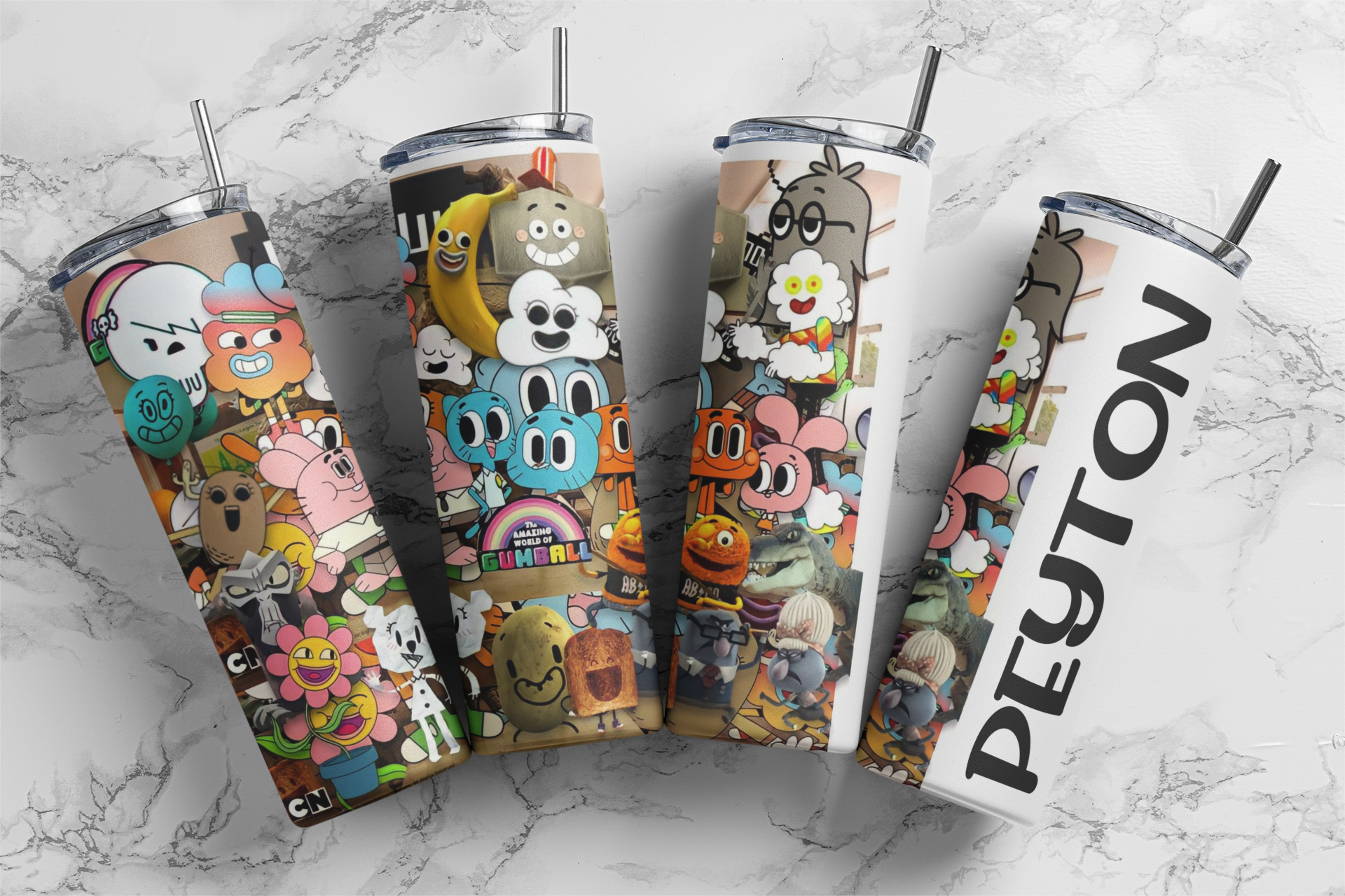 Custom Name Cartoon 20 oz Skinny Tumbler with lid and reusable straw –  burganboutiquedesigns