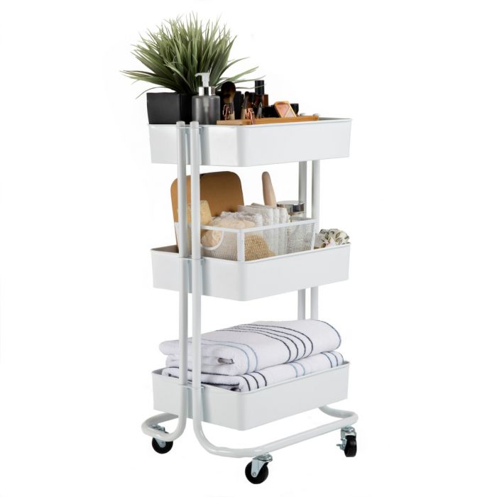 SAYZH Folding Collapsible 3 Tier Rolling Utility Tool Kitchen Service Cart Metal Outdoor Bar Cart Storage Trolley with Wheels Grey 