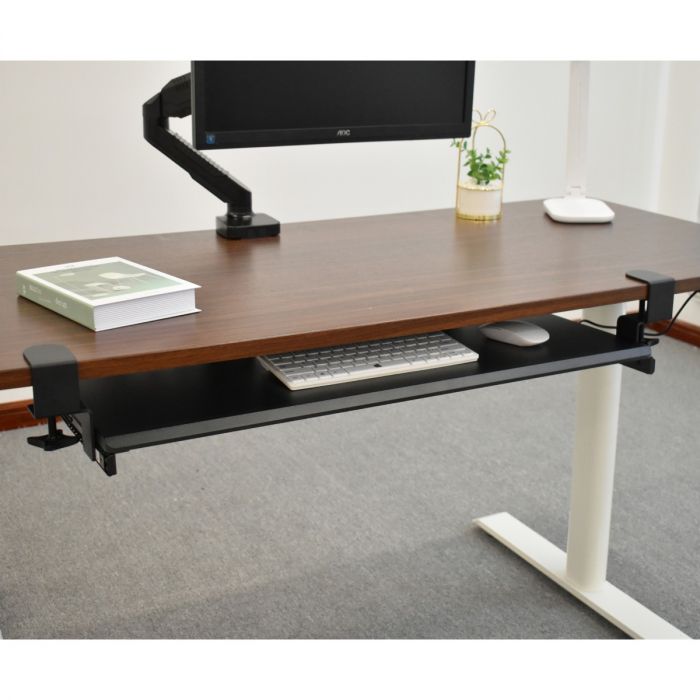 computer desk with extra wide keyboard tray