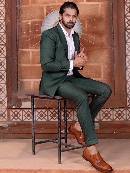 3 piece suit for men dark green