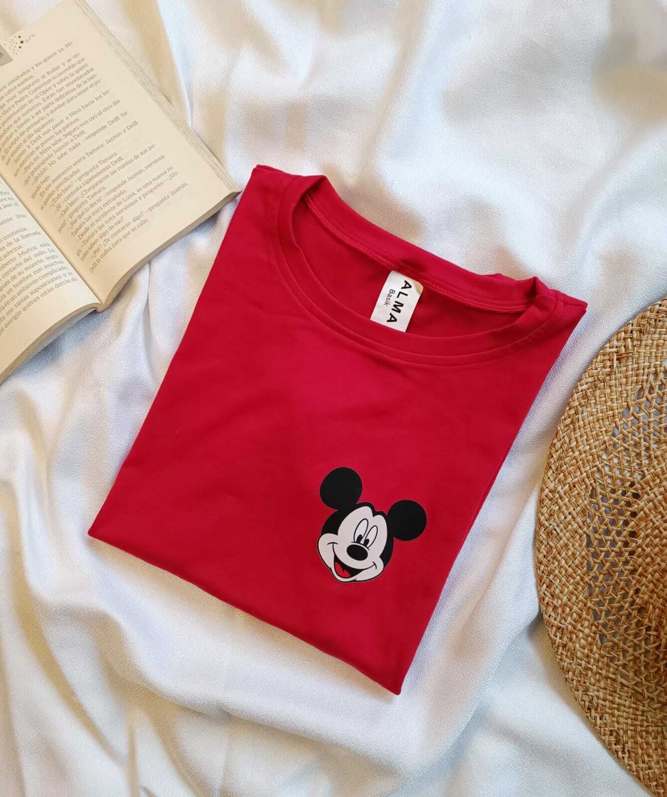 Coro borde justa Camiseta Mickey Mouse-Rojo – Almabasik