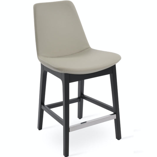 Soho Concept eiffel-wood-wood-base-leatherette-seat-kitchen-counter-stool-in-light-grey