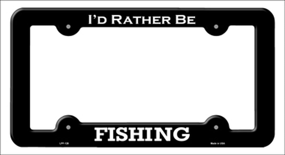 I'D RATHER BE SPEAR FISHING SPORT License Plate Frame Stainless 