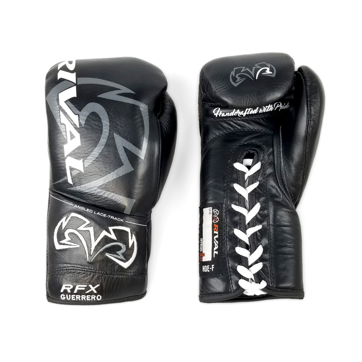 Rival Boxing RFX Guerrero HDE-F Pro Fight Lace Up Leather Boxing Gloves Black 