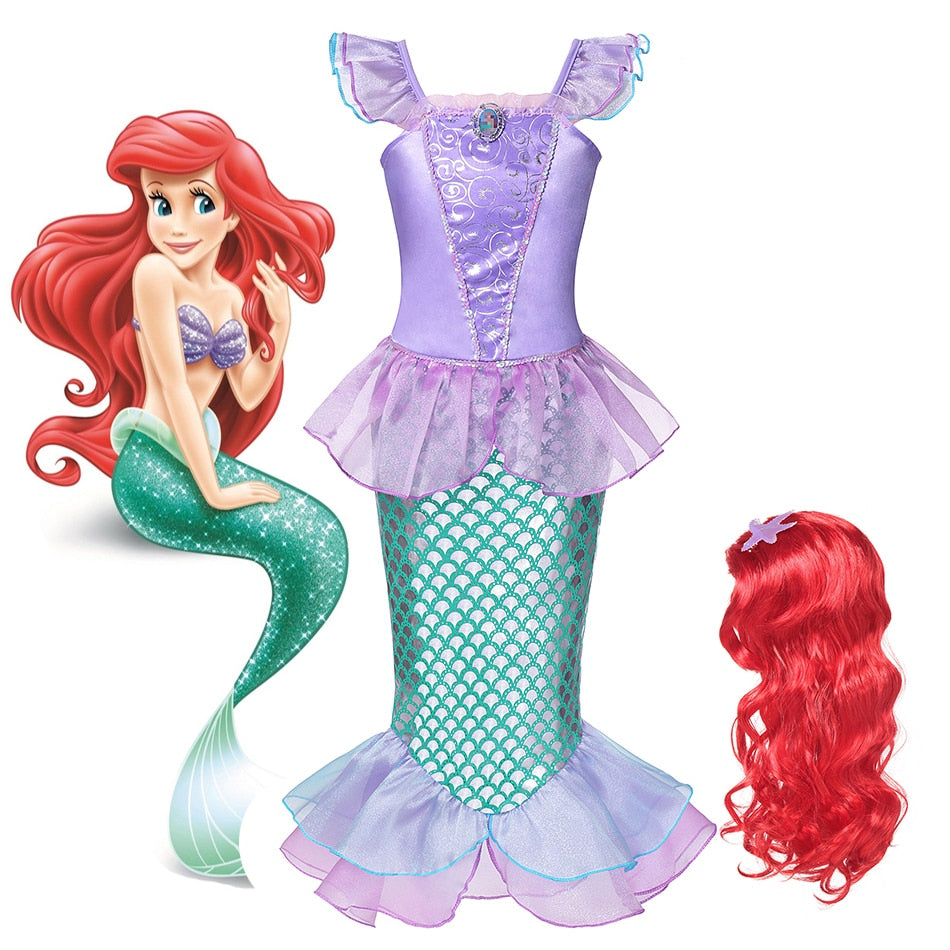 Disney Princess Girls Mermaid Ariel Dress Cosplay Costumes For Kids Baby Girl Mermaid Dress Children Carnival Party Fairy Dress Look Fabulous Boutique