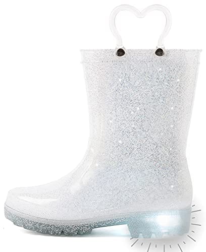 Outee Toddler Kids Adorable Lightwight Waterproof Rain Boots Light Up by Steps 