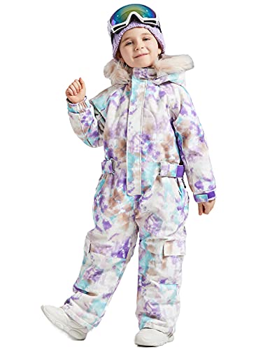 SNBOCON Kids Girls Boys Waterproof Colorful One Piece Snowsuits Coveralls Ski Suits Jackets Winter Jumpsuits 