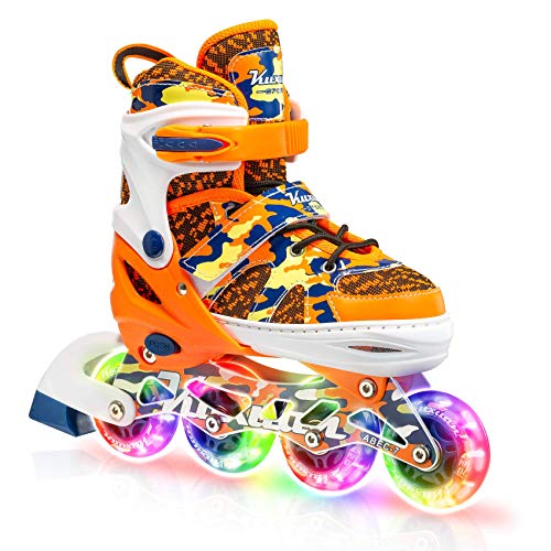 Kuxuan Inline Skates Adjustable for Kids,Girls Skates with All Wheels Light up,Fun Illuminating for Girls and Ladies 
