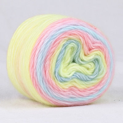 Rainbow Cotton Cake Yarn Hand-Woven DIY Ball Wool Gradient Color Yarn Segment Dyed Crochet shawl blanket Hand knitted Fancy Yarns