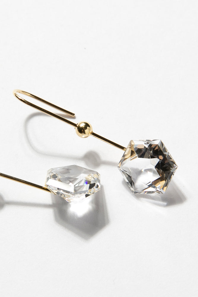 simmon Seta Hexagon quartz Long pierced earring クォーツロングピアス/K18