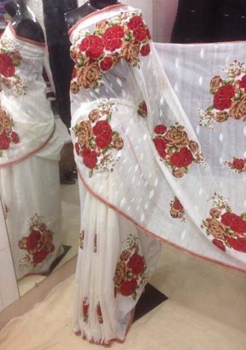 applique embroidery designs on sarees