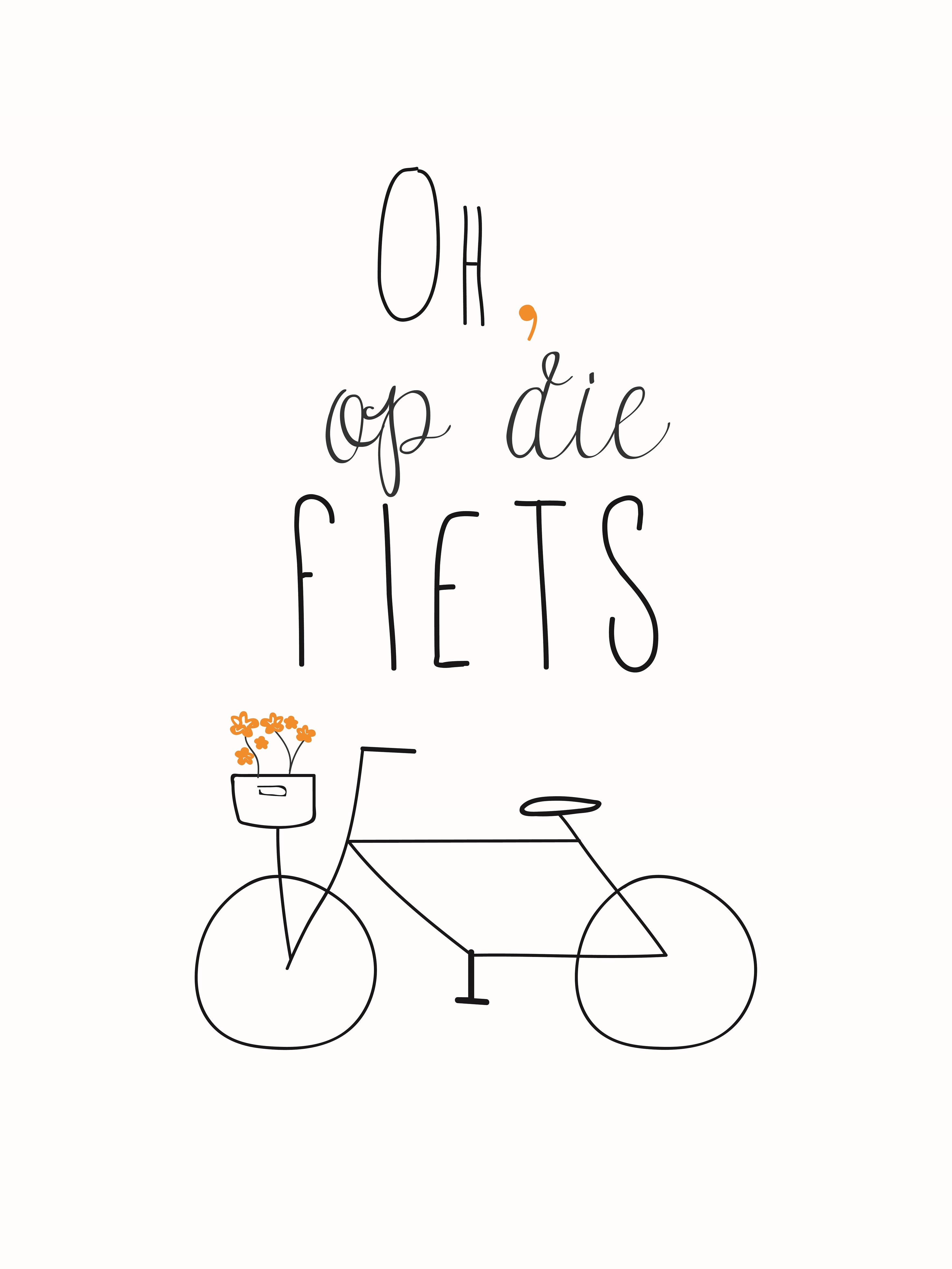 hier vervaldatum Hen Op die fiets! (wit) Poster – Deposterbaas