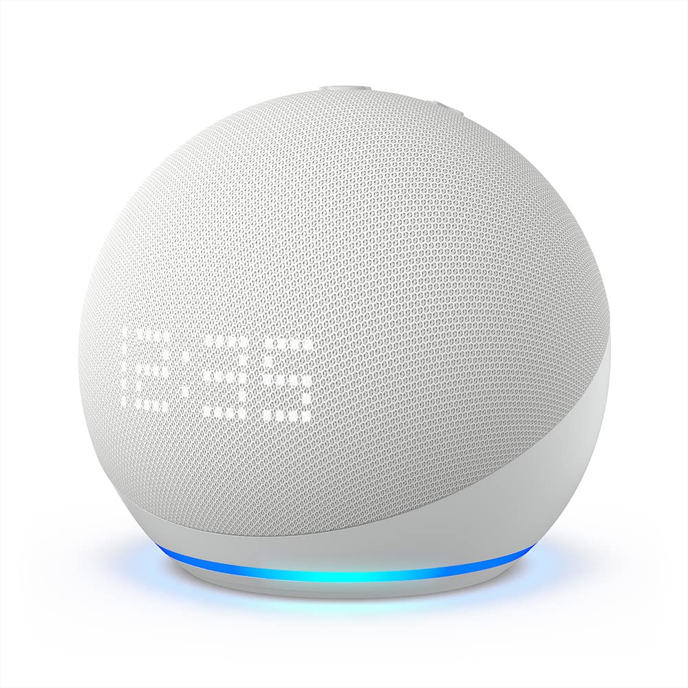 All-New Echo Dot (5th Gen) with clock Glacier White with eero Mesh