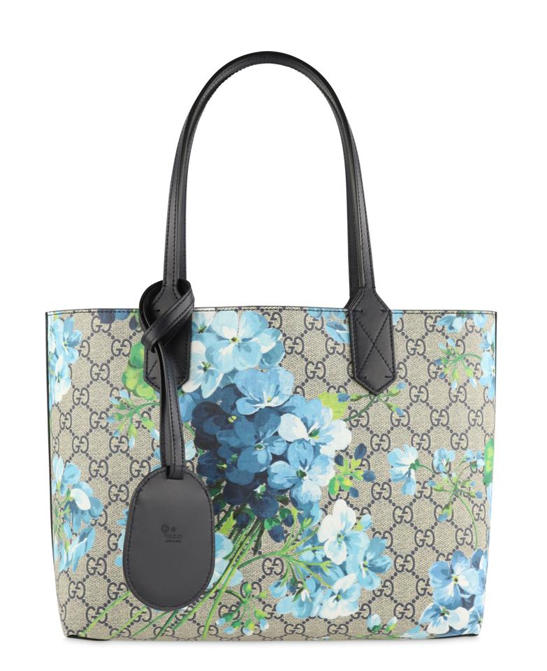 gucci tote blue flowers