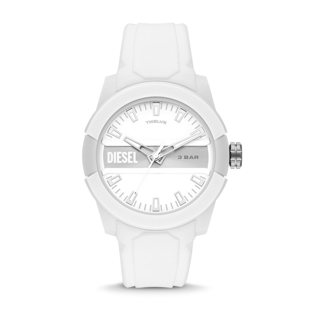 Diesel Double Up Three-Hand White Silicone Watch DZ1981 – Watch