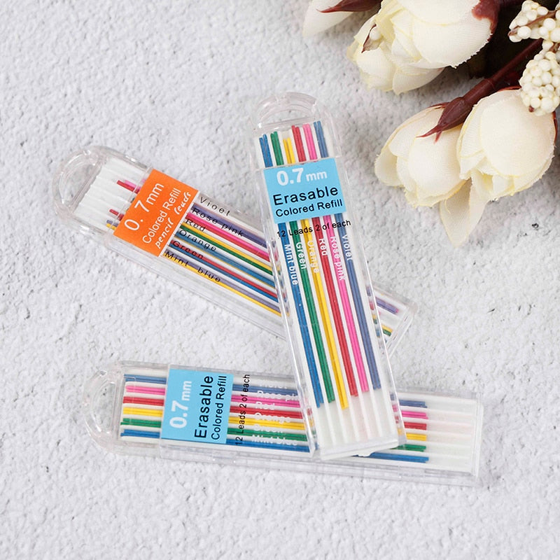 50X automatic mechanical pencil refill color lead school stationery 0.5/0.7mm WS 