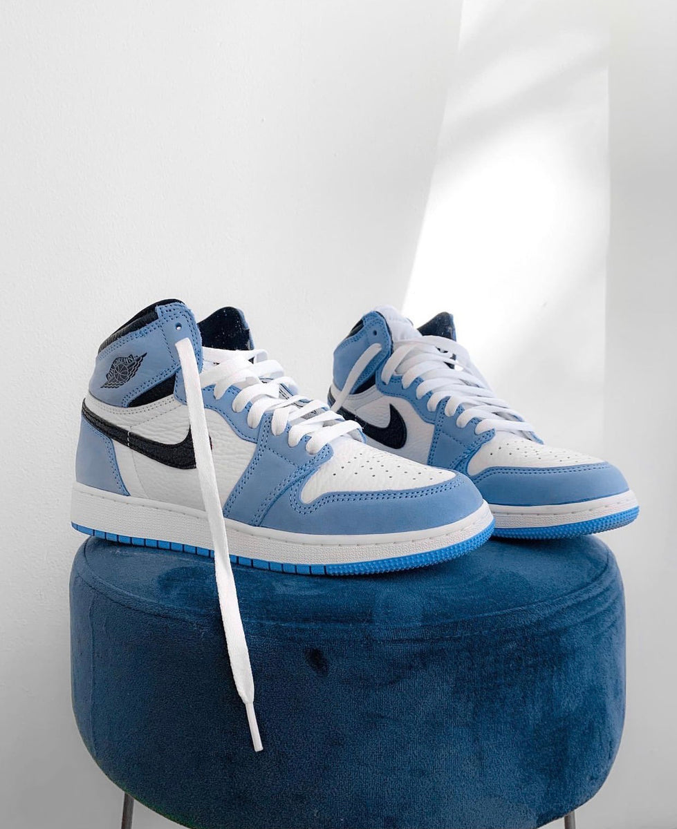 blue black and white jordan 1 outfit