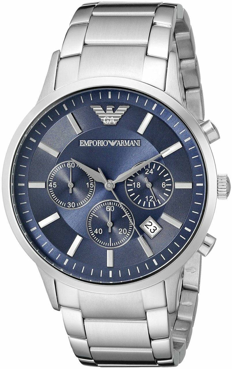 men's blue dial stainless steel chronograph emporio armani watch ar2448