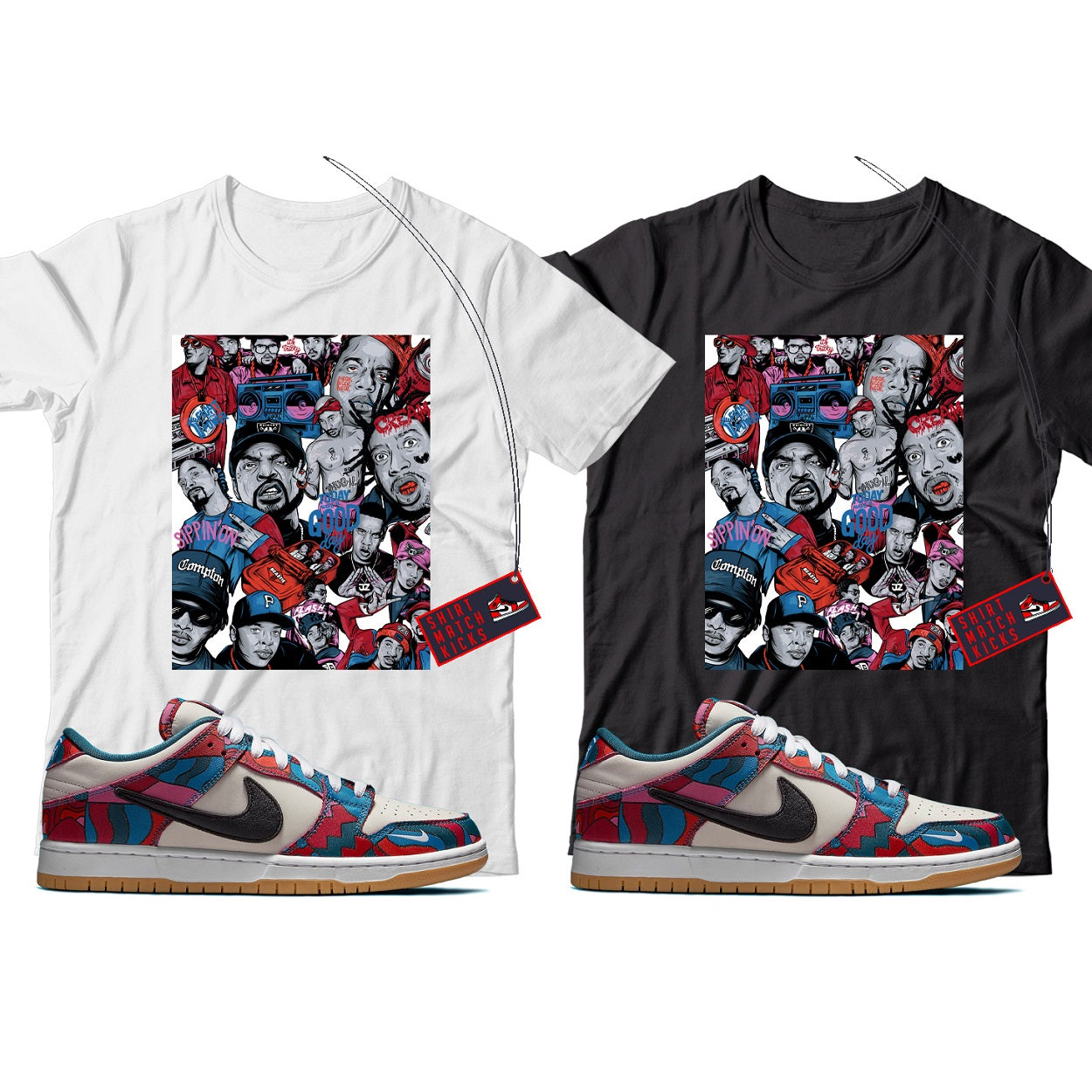 Rap(2) Match Nike SB Low Pro Parra Abstract Art ShirtMatchKicks