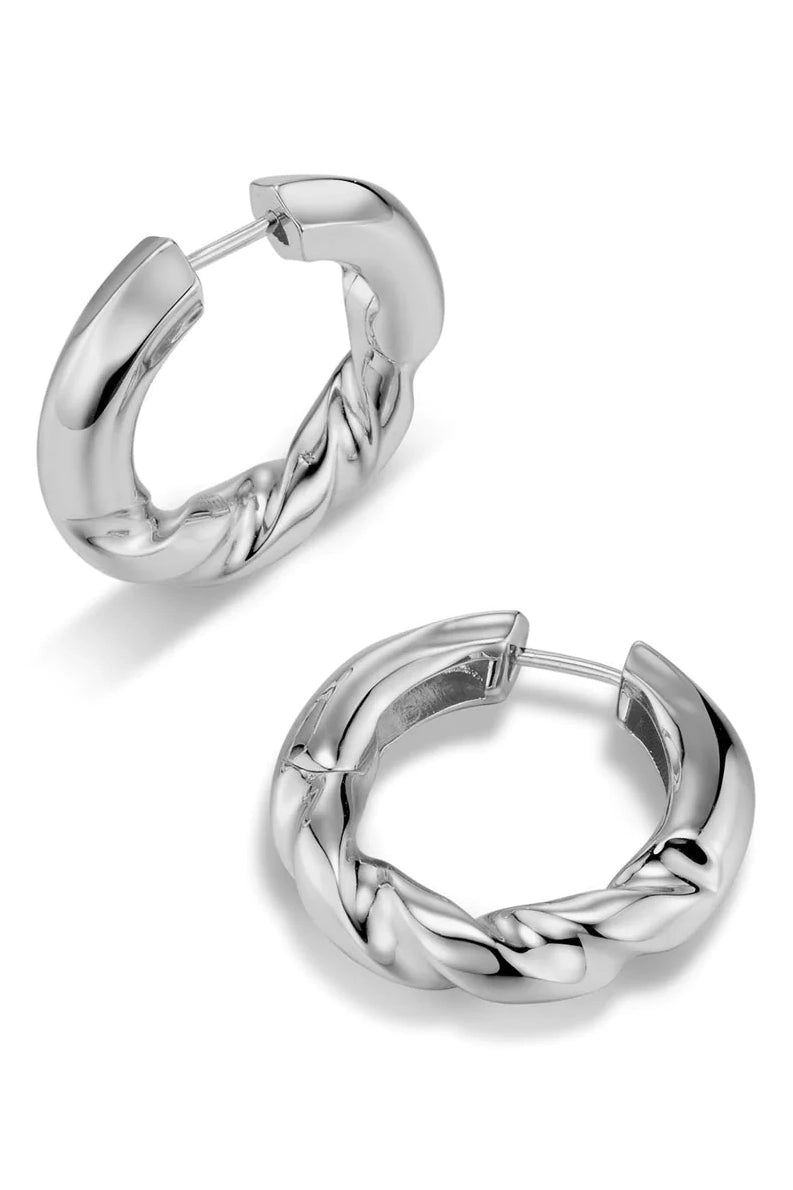 Drillbit Hoop Earrings Silver
