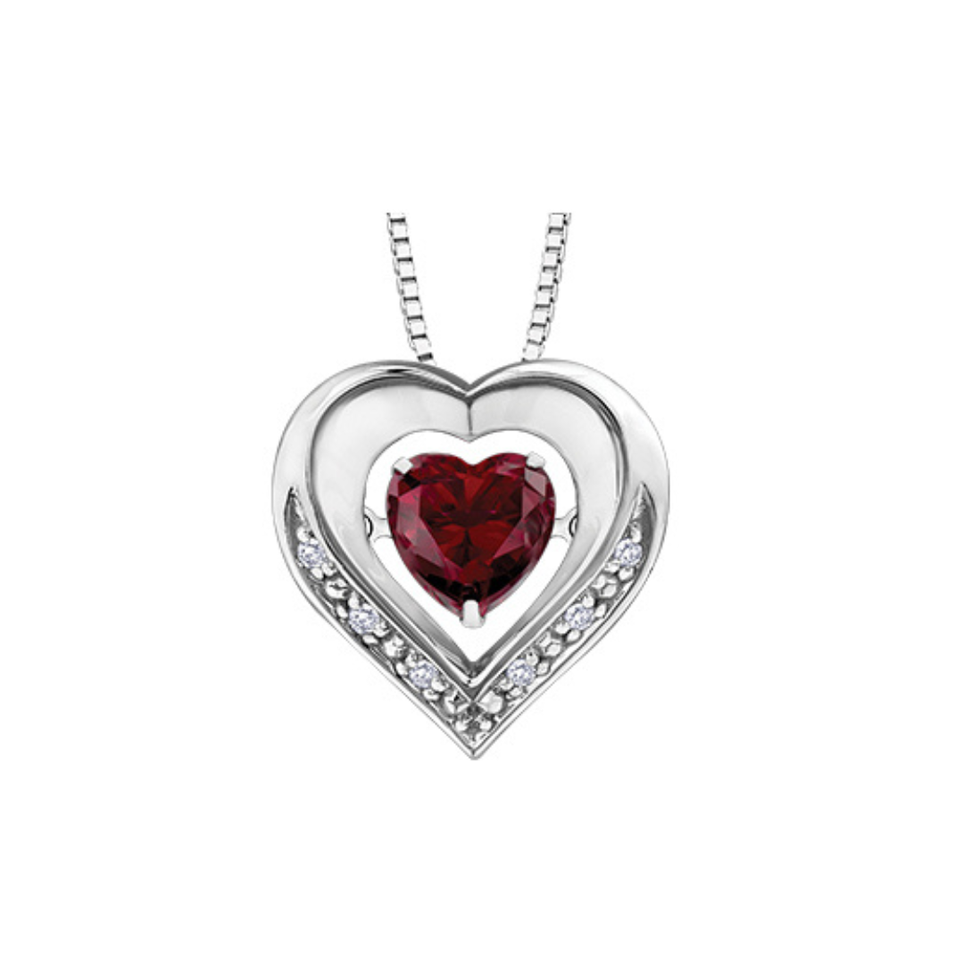 sterling silver ruby heart necklace