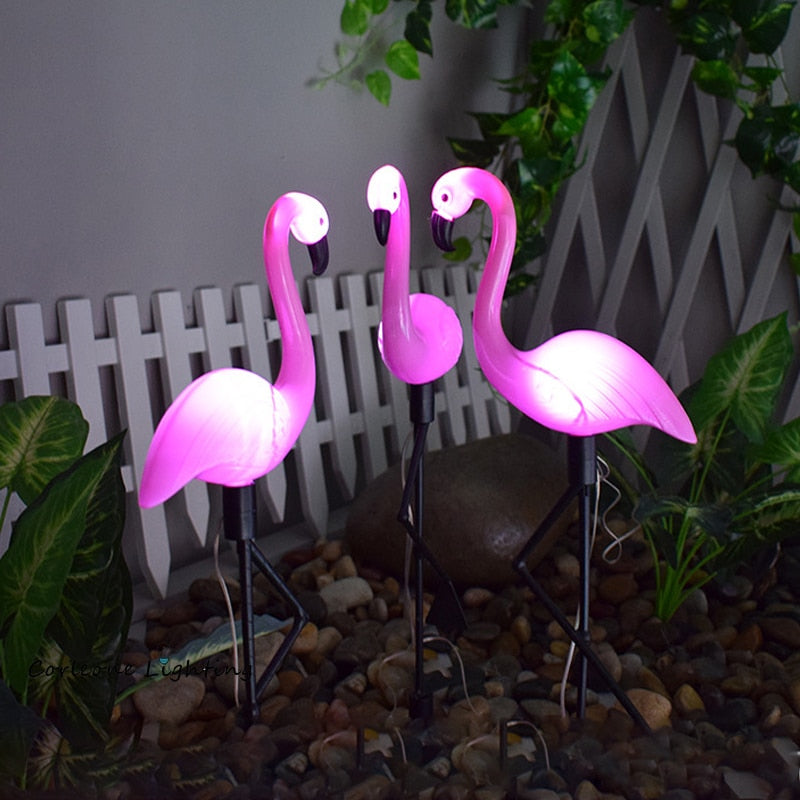 solar powered bird garden lights