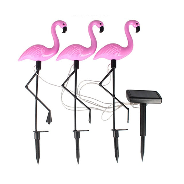 pink flamingo solar powered light