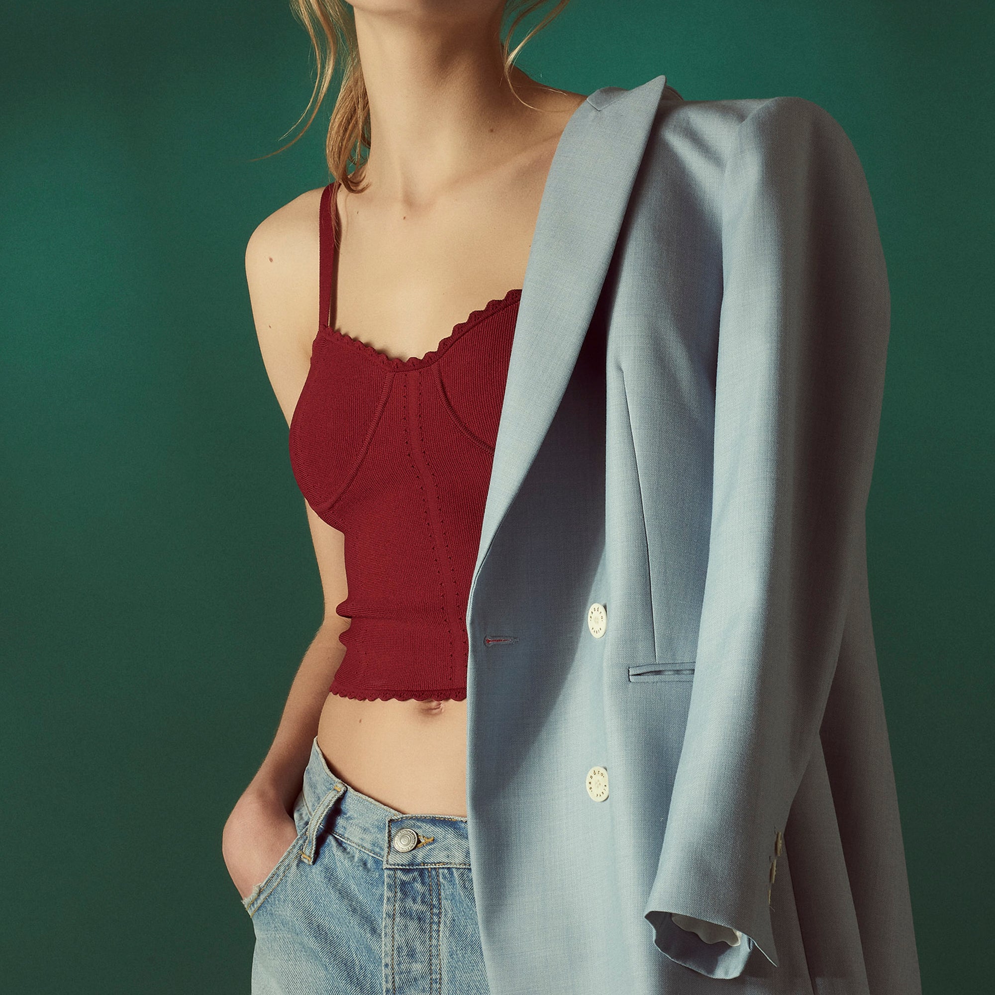 Crop top/brassière en maille fine Sandro seconde main