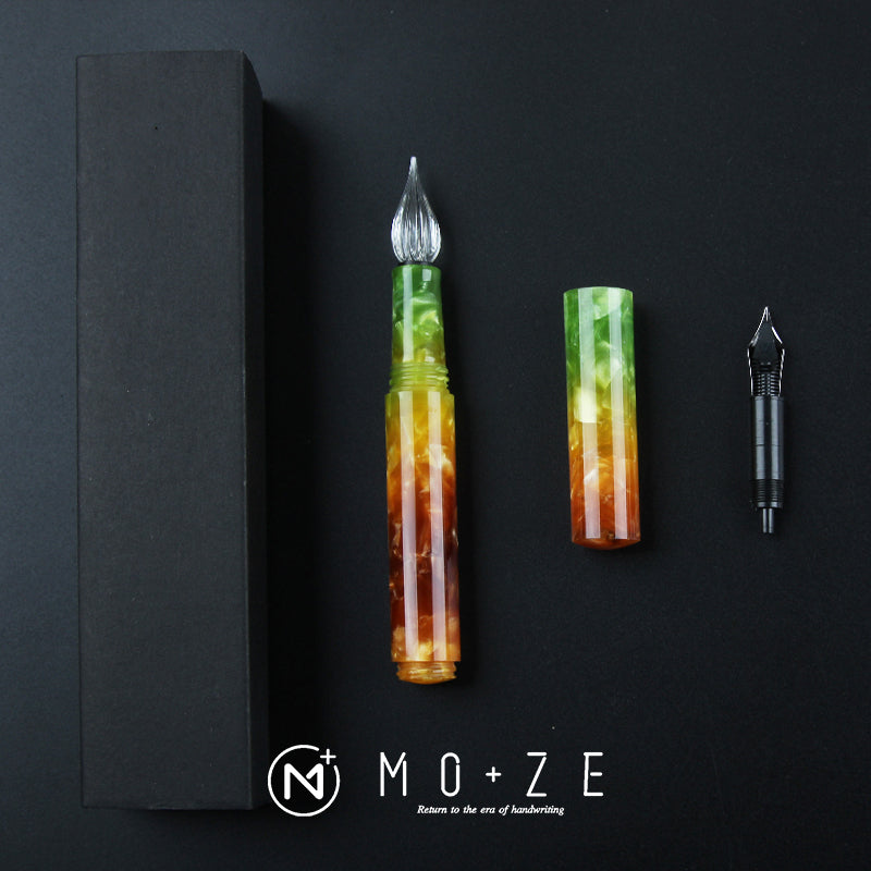 Creative Acrylic Colorful Glass Dip Pen & Fountain Pen Dual Use Screw 0.38mm Pen 