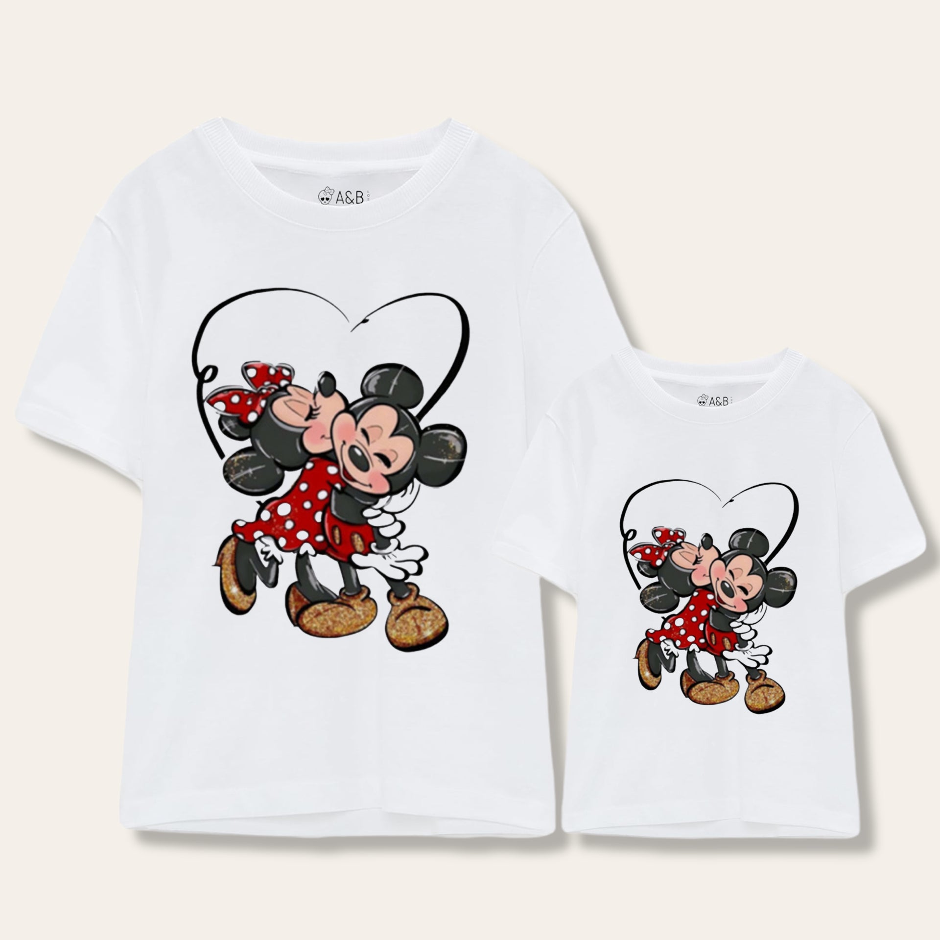 Camiseta Mickey Minnie hug para toda la familia igual mami, papi, y niña, un regalo original