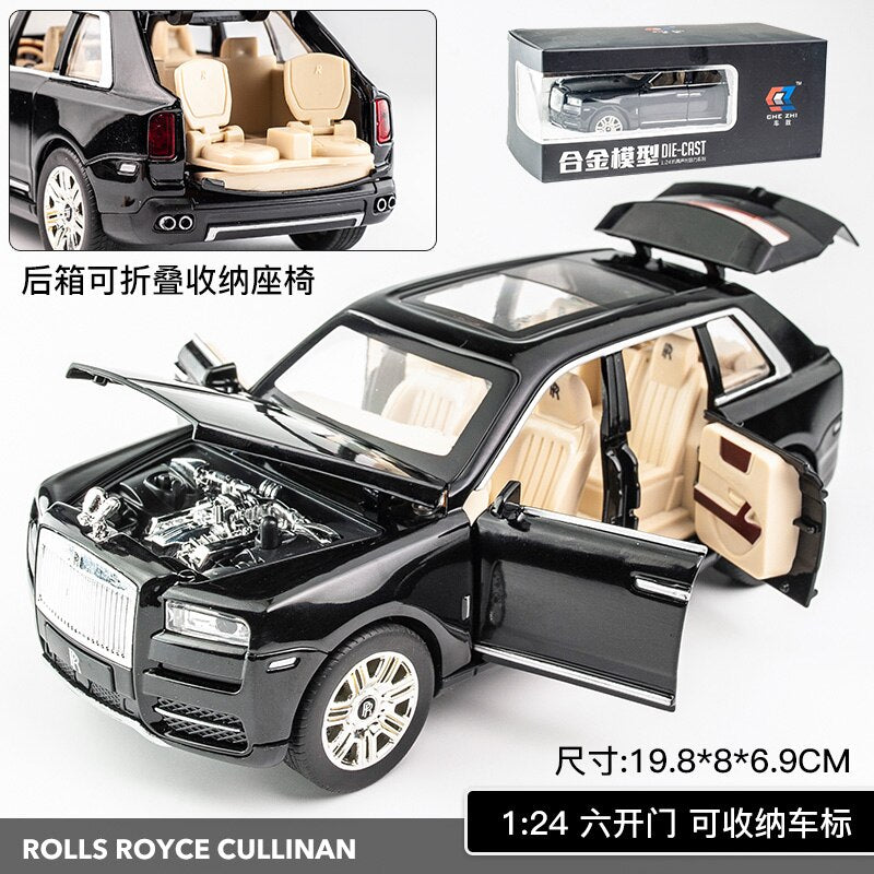 1:24 Rolls-Royce Phantom Car Model Simulation Sound and Light Pull Back Alloy Cullinan Decoration Boy Toy Car Collection Gifts