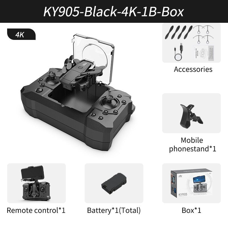 KY905 Mini Drone 4K Profesional HD Camera Wifi FPV Foldable Dron Quadcopter One-Key Return 360 Rolling RC Helicopter Kid's Toys