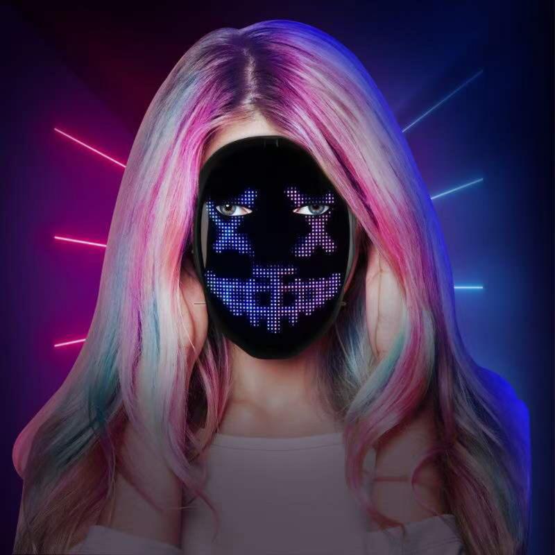 NEW Bluetooth APP Control Smart Carnival Led Face Masks Display Led Light Up Mask Programmable Change Face DIY Your Own Photoes