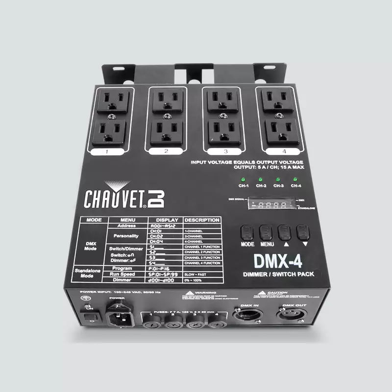 borde compensación explosión Chauvet DJ DMX-4 Dimmer Pack – Learn Stage Lighting GEAR
