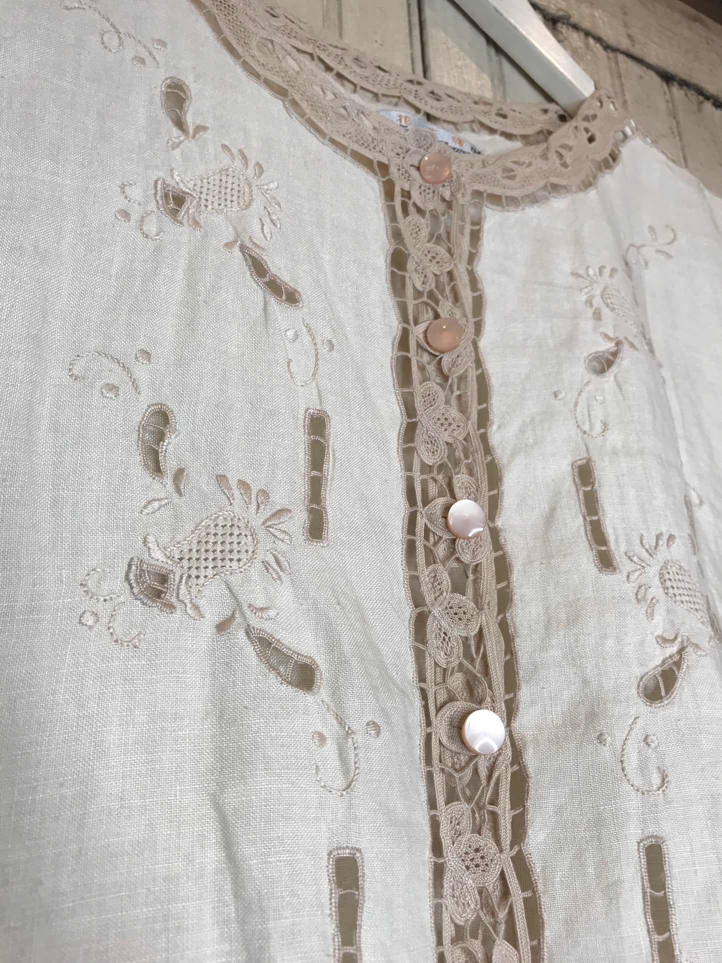Vtg Handmade Blouse w/ Lace Details