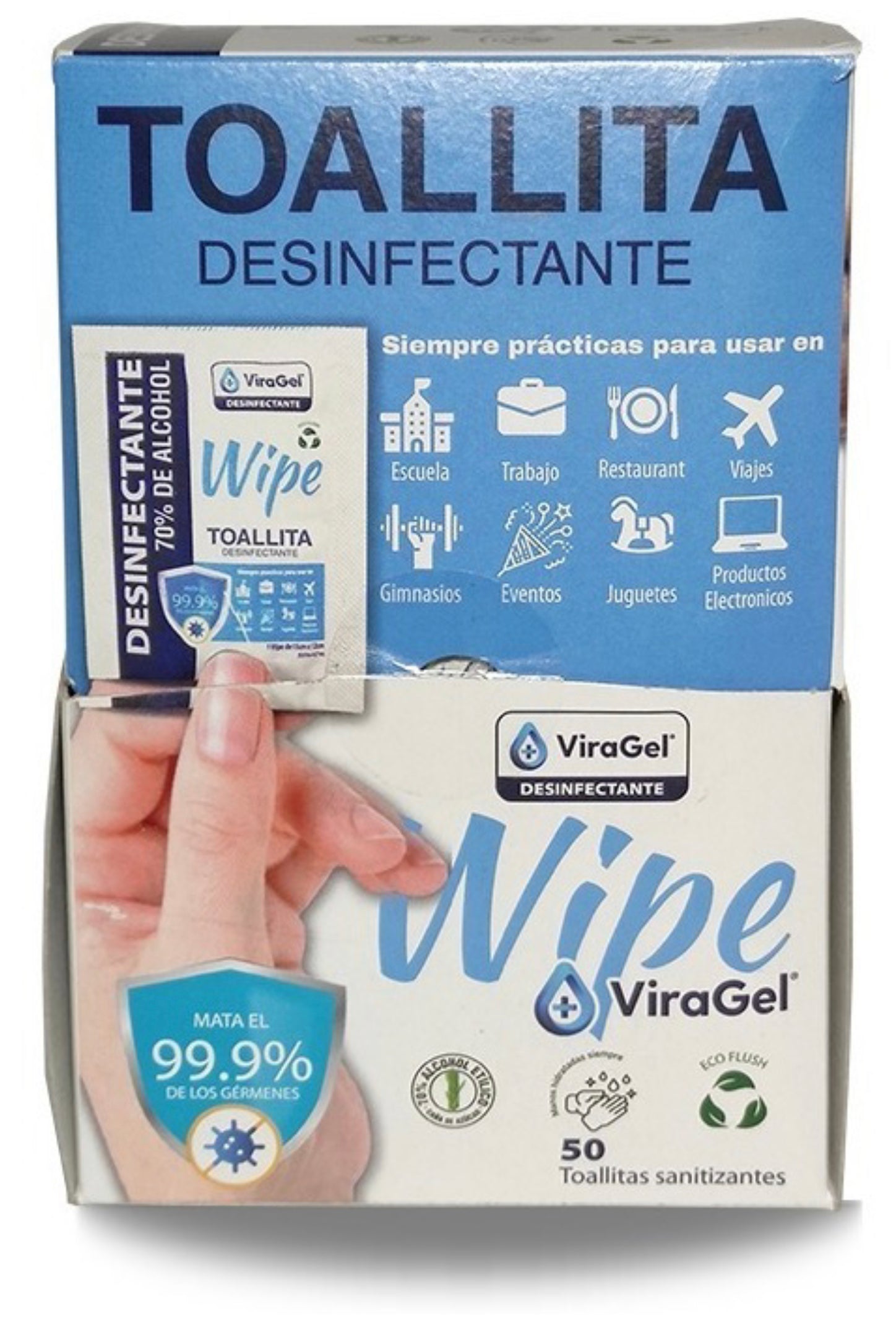 Prueba de Derbeville emparedado Alrededores Dispensador con 50 sobres individuales de Toallitas Desinfectantes VIR –  ViraGel Mx