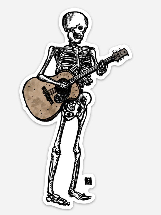 BellavanceInk: Pen And Ink Skeleton Playing The Guitar Hand Drawn Illu