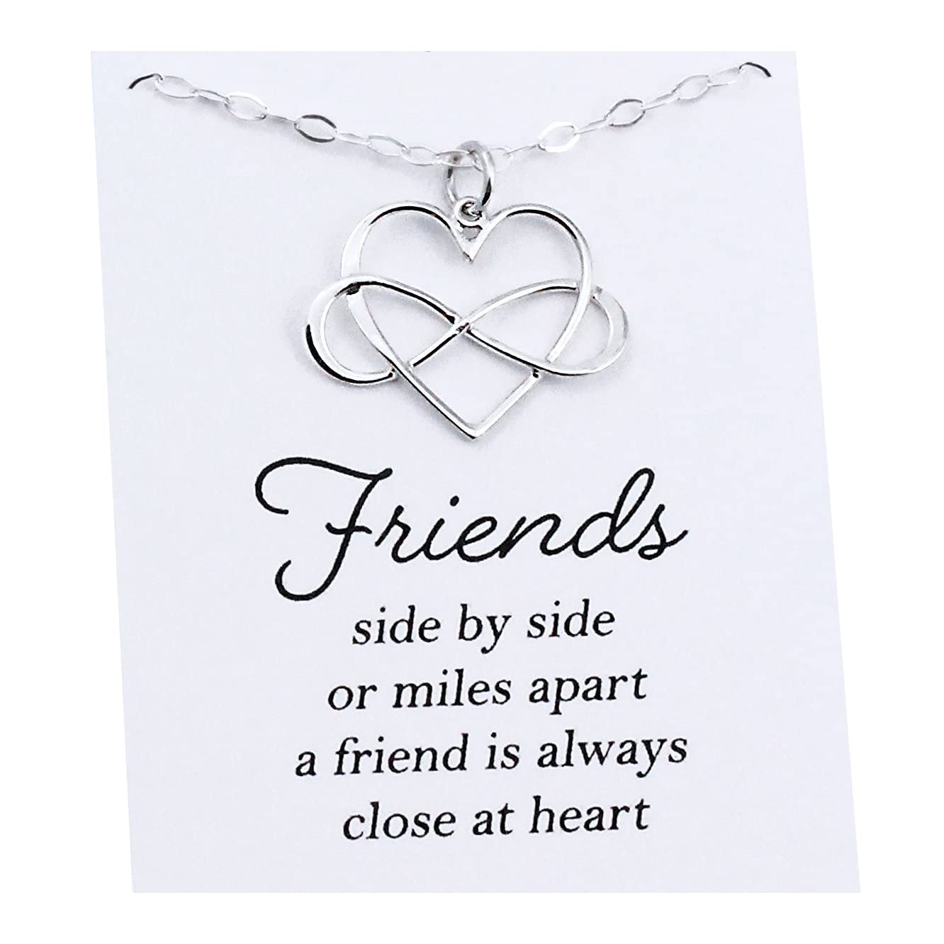 Best Friend Gift • Infinity Heart Necklace • Silver • Long ...