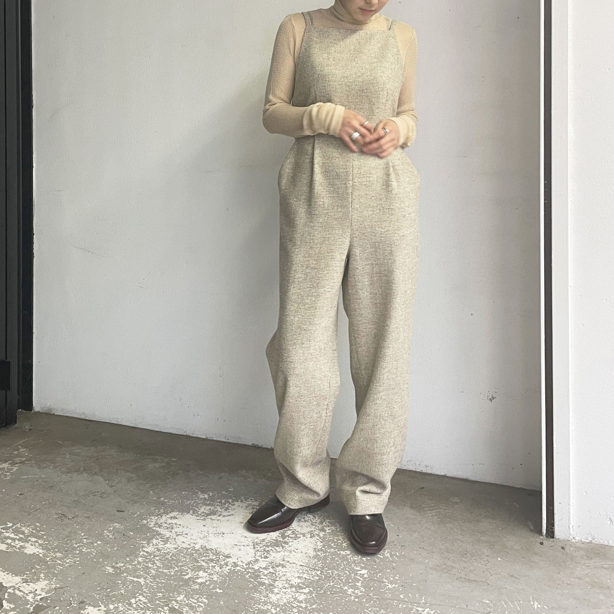 WOOL HAIRLINE LIGHT TWEED OVERALLS-