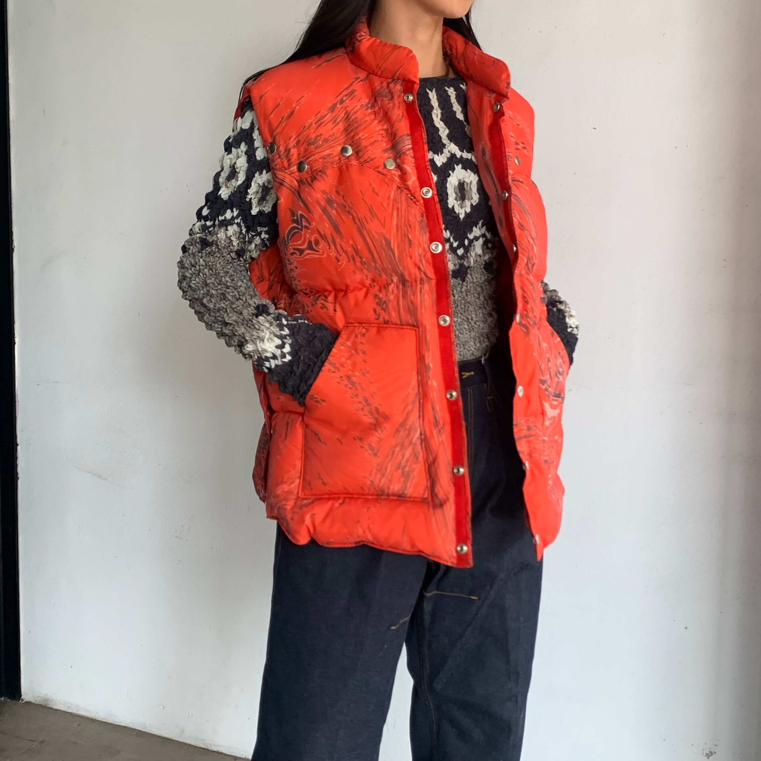 【M A S U】 MARBLE BANDANA PUFFER VEST – ONENESS