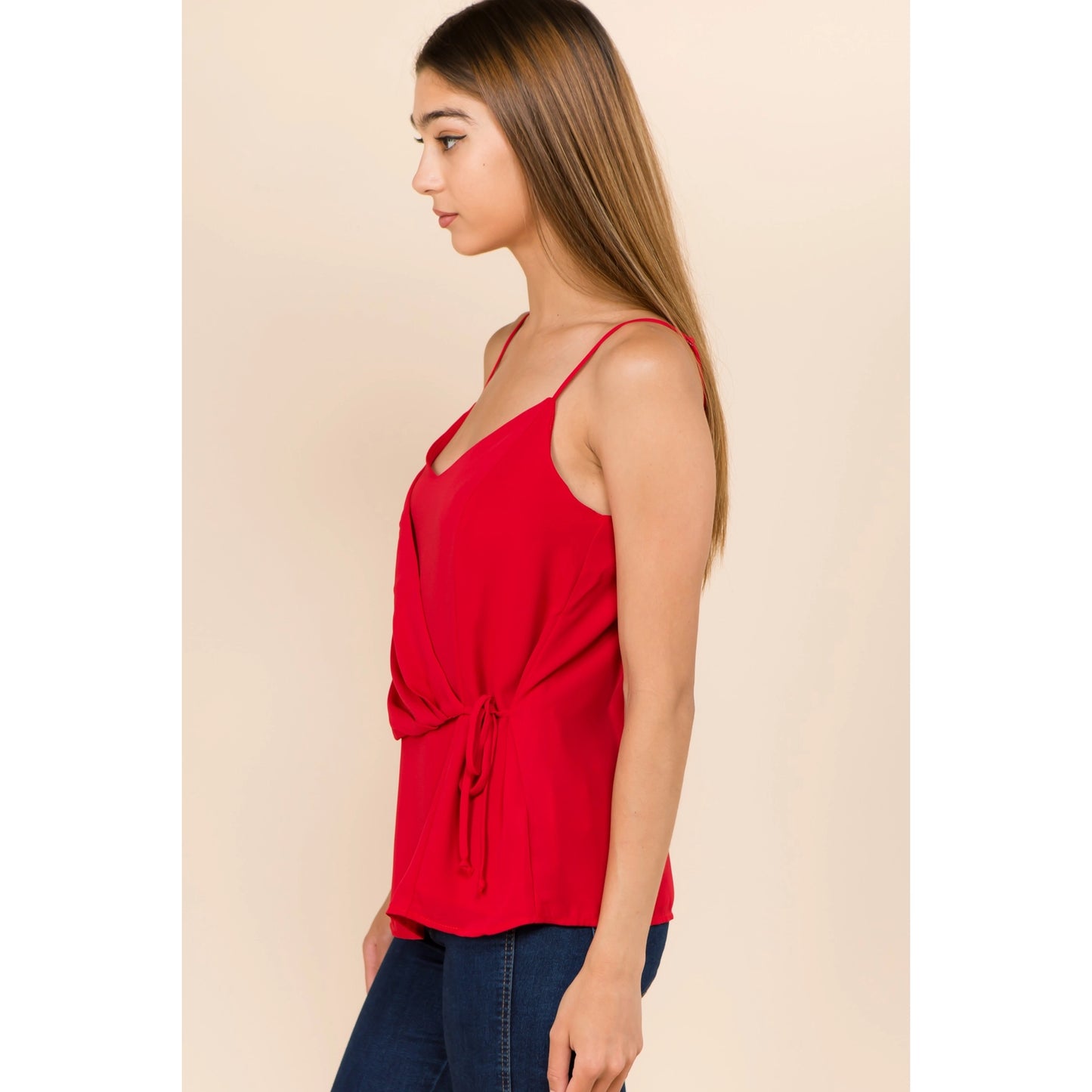 Side Tie Cami- Red