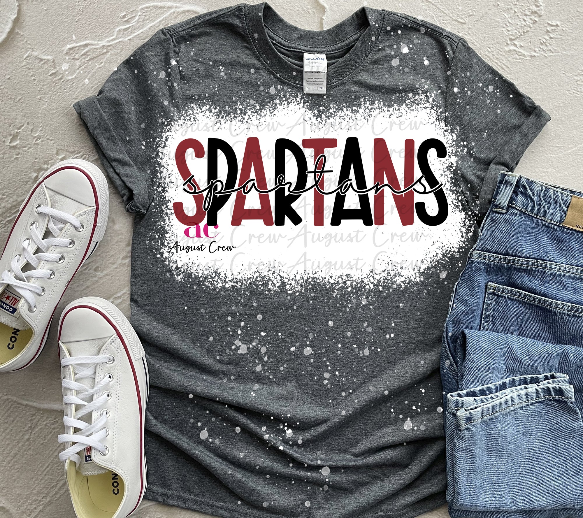CUSTOM School Spirit #3| shirt (Bleached) – Crew