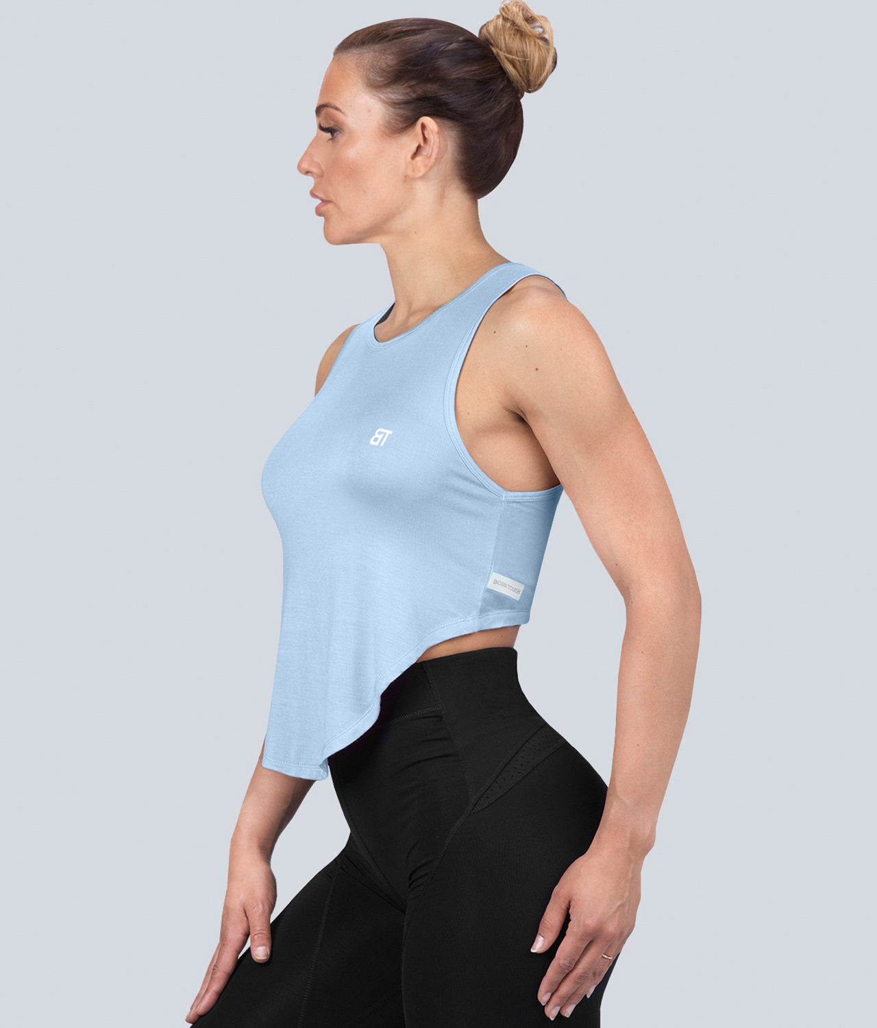 Born Tough KSA High Altitude Extended Scallop Hem Blue Sheer Crossfit Tank Top for Women