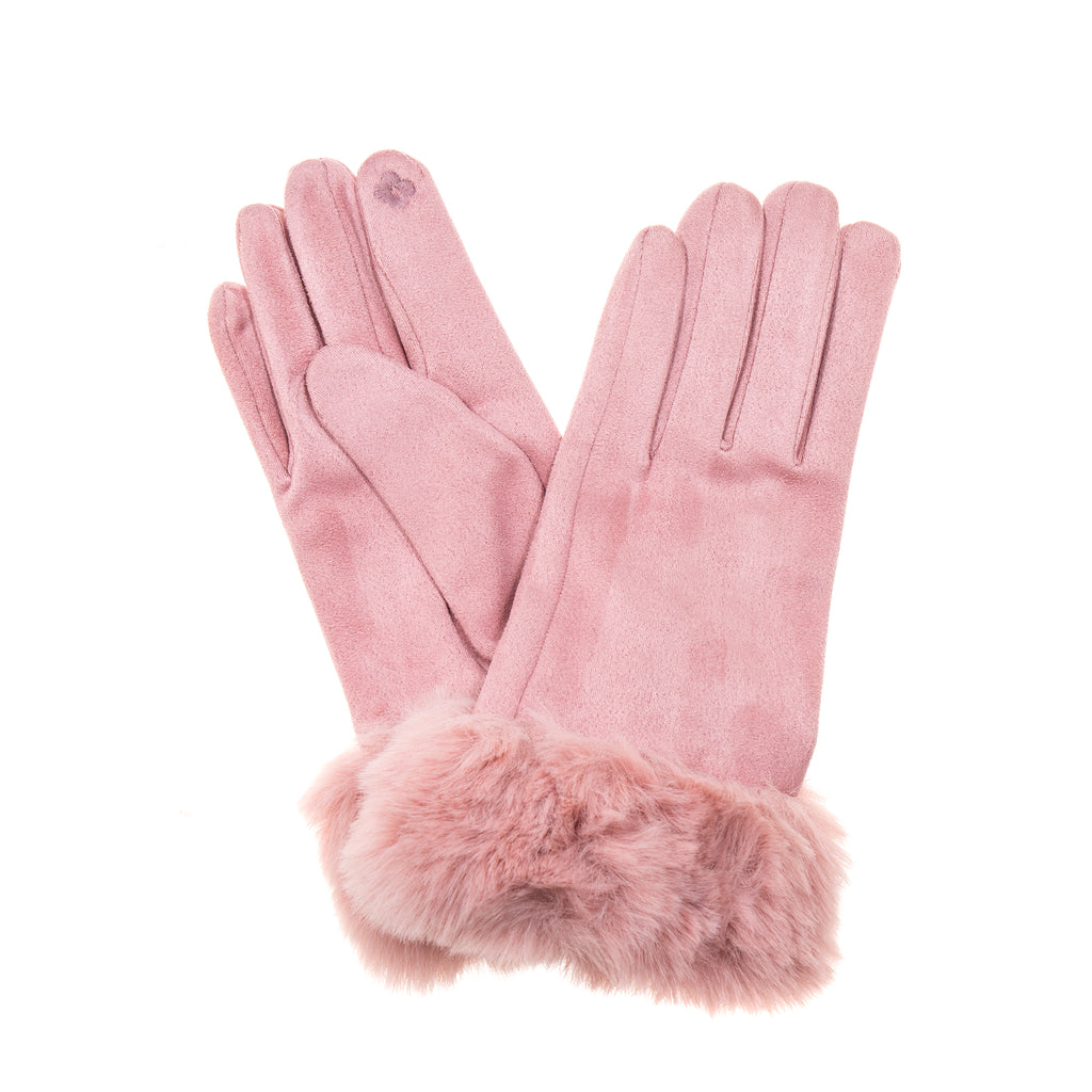 pink faux fur gloves