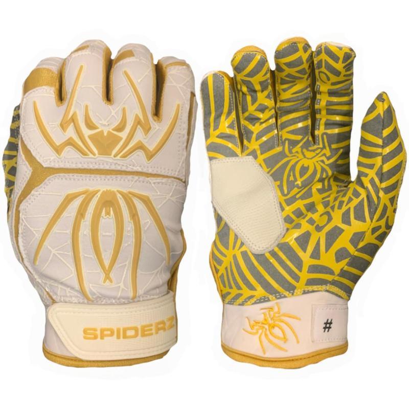 White/Neon/Black Spiderz 2021 Hybrid Baseball/Softball Batting Gloves XL 