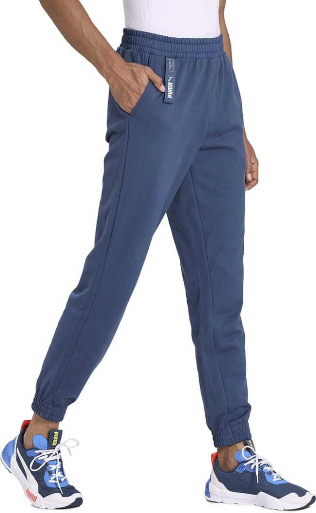 puma solid men's blue track pants