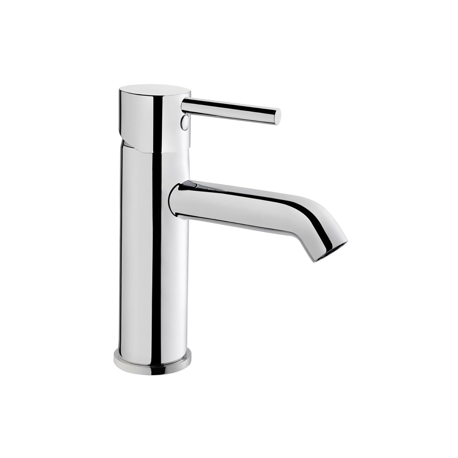 One hole deck mounted Modale Comfort Lever Basin Tap with an extended lever and chrome finish on a white background