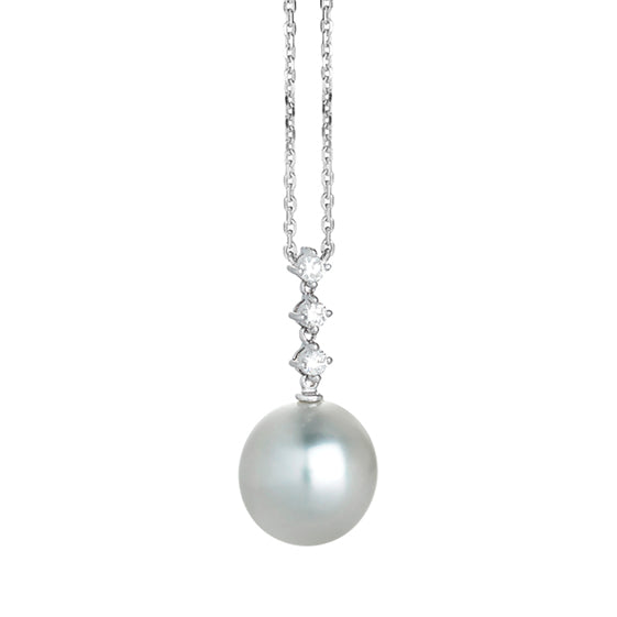 Timeless Tri Stone & Pearl Drop Necklace Alessandra Donà ...