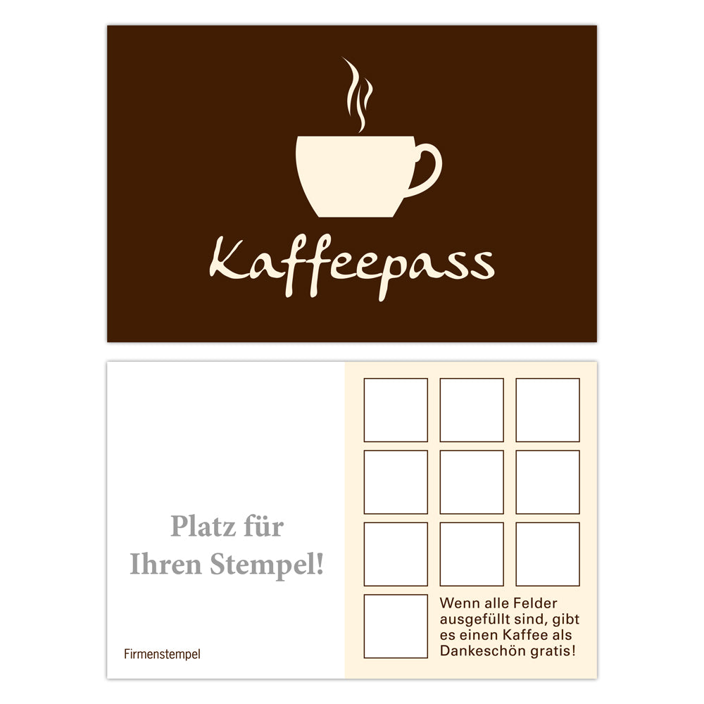 Gutschein Firmeneindruck möglich Kaffee Pass Bonuskarte Kaffee Treuekarte 